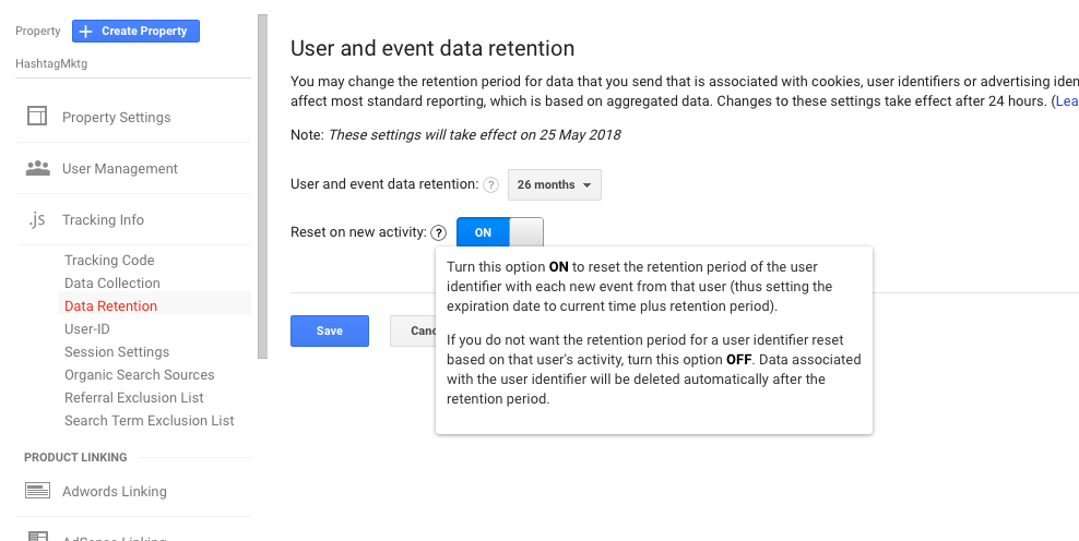 Google Analytics Data Retention